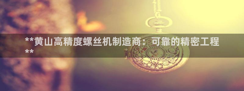 彩神平台可以破解吗：**黄山高精度螺丝机制造商：可靠的精密工程
**