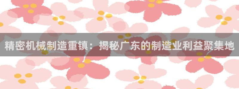 彩神争霸官方下载2017：精密机械制造重镇：揭秘广东的制造业利益聚集地